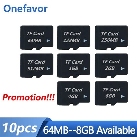 Promotion 10PCS LOT TF Card 64MB 128M 256MB 512MB 1GB 2GB 4GB 8GB Micro