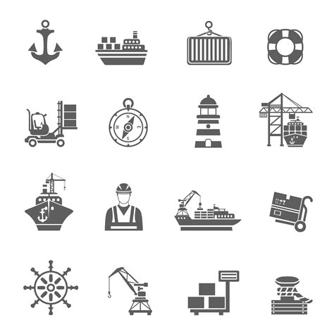 Sea Port Icons 466117 Vector Art At Vecteezy