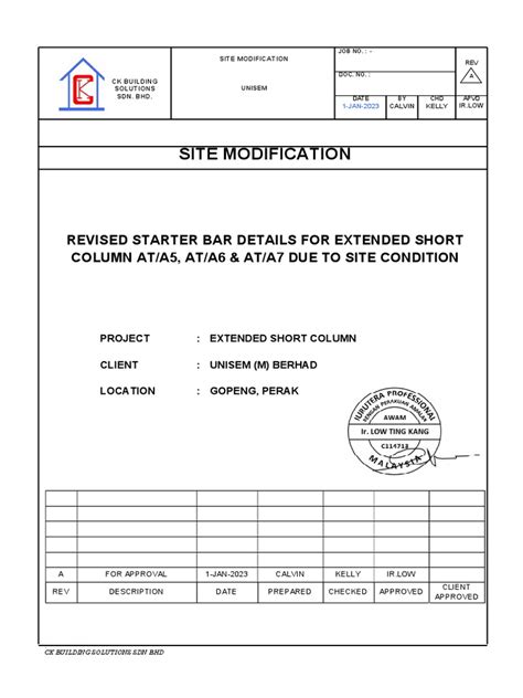 Unisem Sitemodification Rev1 Endorsed Pdf Pdf Structural