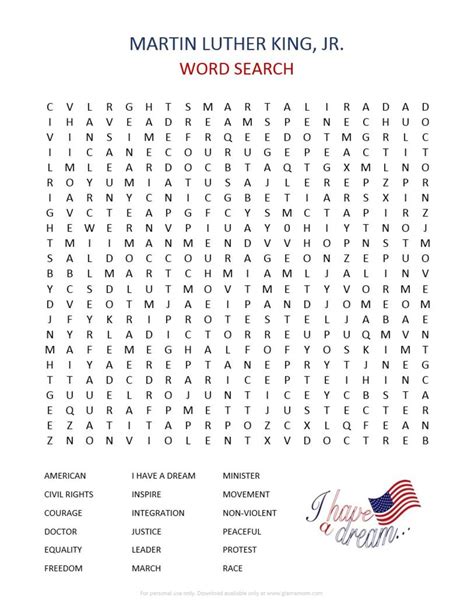 Martin Luther King Word Search