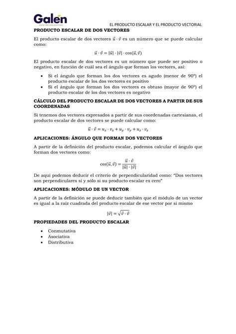 PDF EL PRODUCTO ESCALAR Y EL PRODUCTO VECTORIAL PRODUCTO ESCALAR