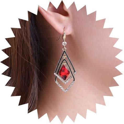 Boucles D Oreilles G Om Triques En Cristal Rouge Boucle D Oreille