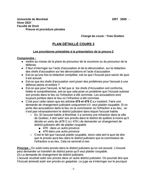 Cours 3 Plan détaillé H2020 DRT 3505 Université de Montréal DRT 3505