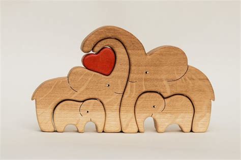 Holz Elefanten Familie Puzzle Familie Andenken Geschenke Etsy De Wooden Elephant Elephant