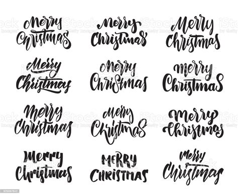 Big Set Of Hand Drawn Modern Type Lettering Of Merry Christmas