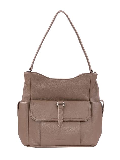 FREDs BRUDER Leren Schoudertas Backy Taupe B 25 X H 31 X D 14 Cm