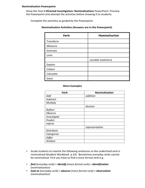 Nominalisation Exercise