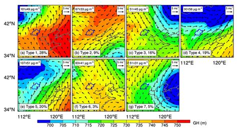 925 Hpa Geopotential Height Gh Fields Colored Areas And Wind Vector