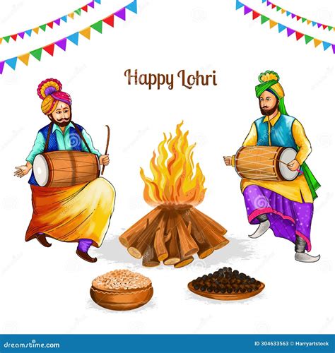 Happy Lohri And Baisakhi Cultural Sikh Festival Celebration Card Design