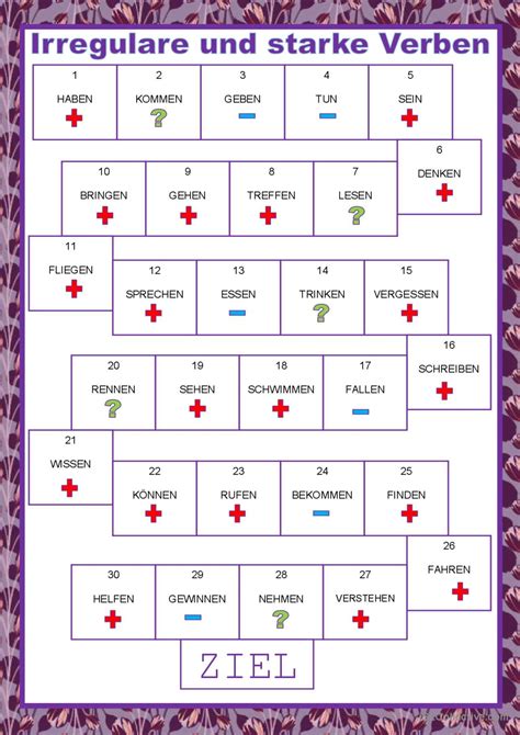 Brettspiele Verben Allgemein Deutsch Daf Arbeitsbl Tter Pdf Doc