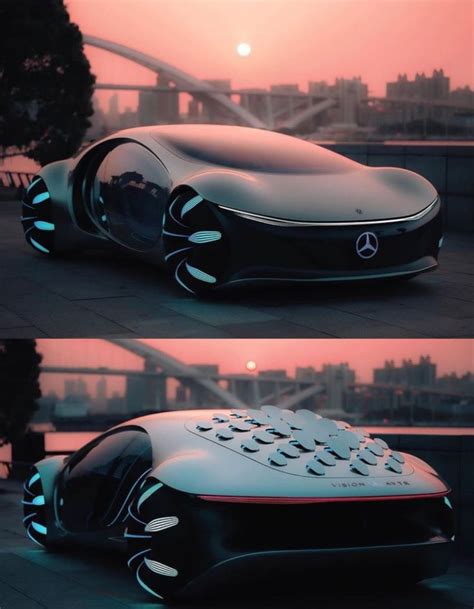 Futuristic Car Parked in Front of Sunset