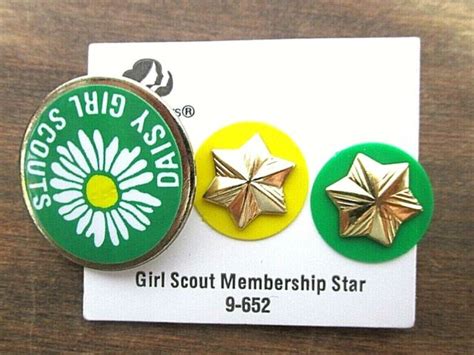 Vintage Lot Of 3 Girl Scout Pins 1 Daisy2 Girl Scout Membership Stars