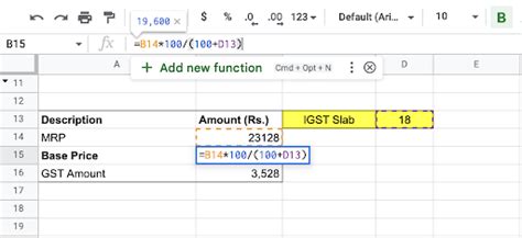 How To Calculate GST In Excel Sheets