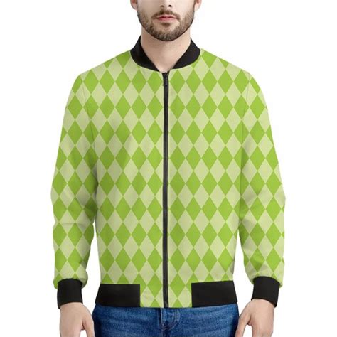 Green Harlequin Pattern Print Bomber Jacket Choose Life Choose Style