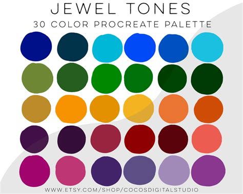 Jewel Tones Color Palette For Procreate Color Swatches Ipad