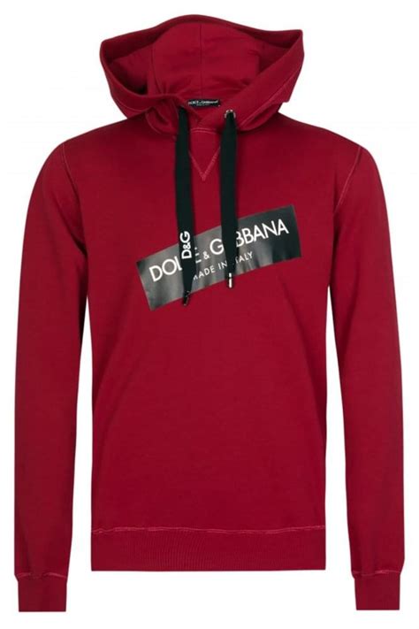 Dolce And Gabbana Tape Logo Hooded Sweatshirt Red