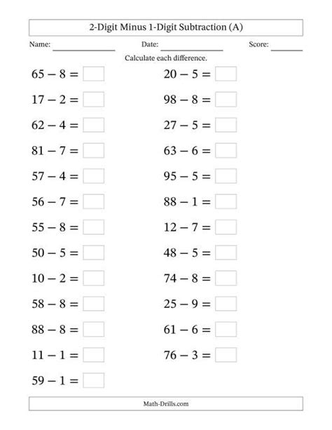 Grade 1 Math Worksheet Single Digit Subtraction K5 Learning Worksheets Library