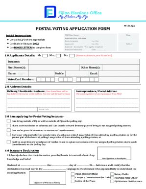 Fillable Online Approved Postal Voting Application Form Fax Email