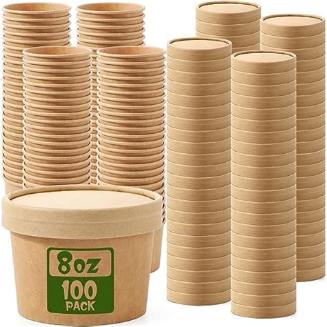 Amazon Lyellfe 100 Pack Disposable Paper Bowls With Lids 8 Oz