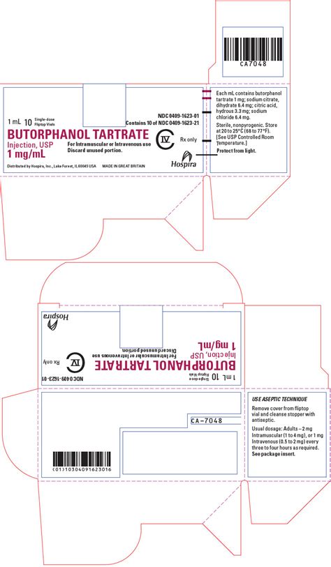 NDC 0409 1623 Butorphanol Tartrate Injection Solution Intramuscular