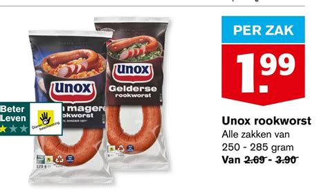 Unox Rookworst Aanbieding Bij Hoogvliet