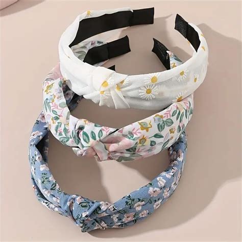 Haimiti 3pcs Vintage Flower Printed Headband Cross Top