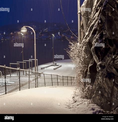 Norwegian winter village Stock Photo - Alamy