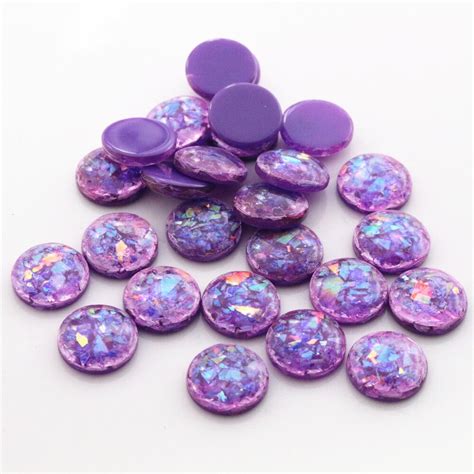 New Fashion 40pcs 12mm Dark Purple Colors Built In Metal Foil Flat Back