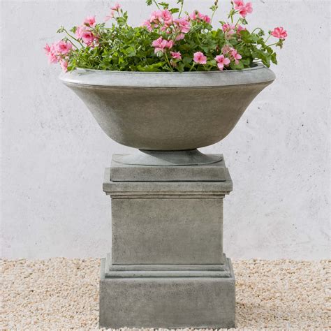 Campania International Maywood With Pedestal Cast Stone Urn Planter Wayfair Canada