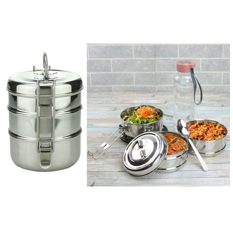 Tiffin Lunch Box Stainless Steel Indian Stackable 234 Layer Tier Food