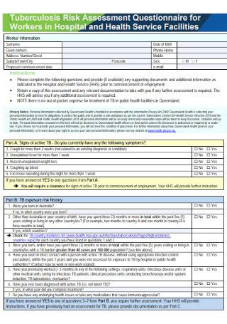 Sample Risk Assessment Questionnaires In Pdf Ms Word