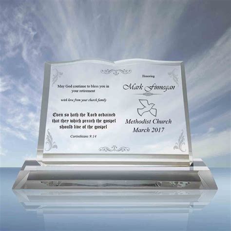 Pastor Retirement Gift – Crystal Book Plaque (004) – Goodcount 3D ...