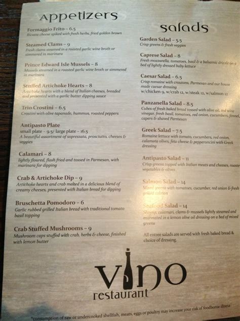 Online Menu of Vino Restaurant Restaurant, Harrisburg, Pennsylvania, 17112 - Zmenu