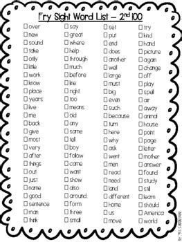 Fry Sight Word Lists Nd Words By Miss Cobblestone S Resources