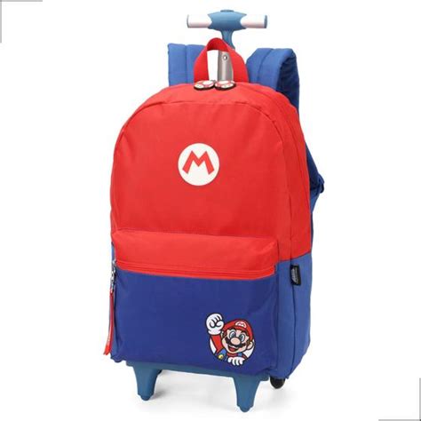 Mochila De Rodinhas Infantil Menino Super Mario Estrelas Luxcel