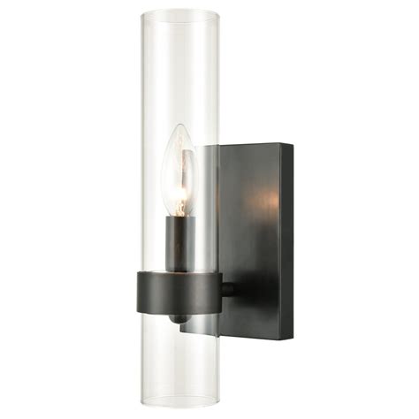 Modern Black Wall Sconce Cylinder Glass for Bathroom