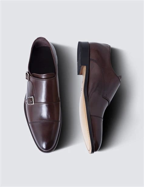 Dark Brown Leather Double Monk Strap Shoe Hawes And Curtis