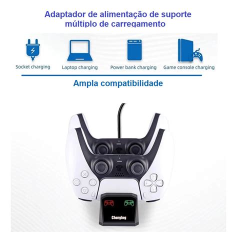 Base Carregador Controle Video Game Ps Dupla Dualsense Led Mercado Livre