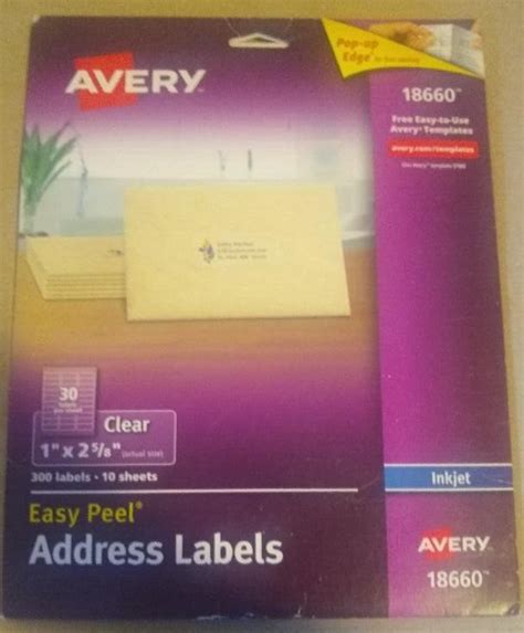 300 Avery 18660 Matte Clear Address Labels Inkjet 1 X 2 58 Easy Peel