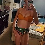 Amazon Cupshe Women S Tropical Print Scallop Top High Waisted Bikini Clothing Shoes
