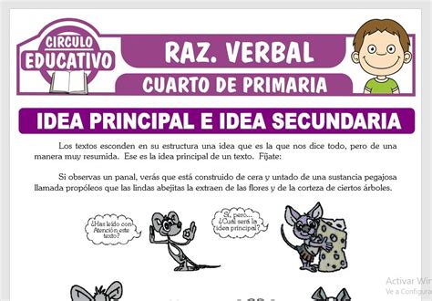 Ficha Interactiva De Ideas Principales Y Secundarias De Un Texto Para