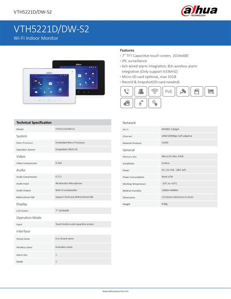 Original Dahua Vth Dw S Vth D S Video Intercom Tft