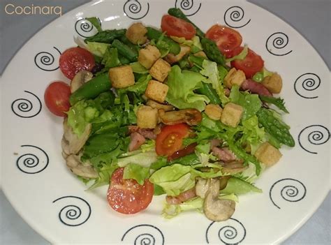 Ensalada Templada De Esp Rragos Y Champi Ones