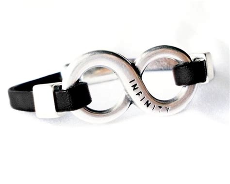 Leather And Silver Plated Engraved Infinity Bracelet For Men Etsy