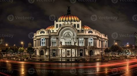 Night view of Palacio de Bellas Artes. Generative AI 32978111 Stock ...