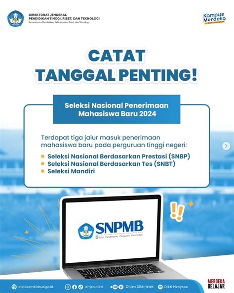 Tanggal Penting Seleksi Nasional Penerimaan Mahasiswa Baru