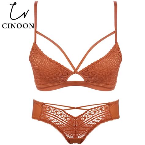 CINOON Lace Lingerie Hollow Sexy Underwear Fashion Bra Set Deep V Neck Women S Lingerie Sets