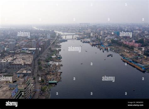 Dhaka Bangladesh April 08 Aerial View Of Buriganga River During