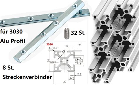 8Stk Streckenverbinder Aluprofil Verbinder 30x30 Alu Profil