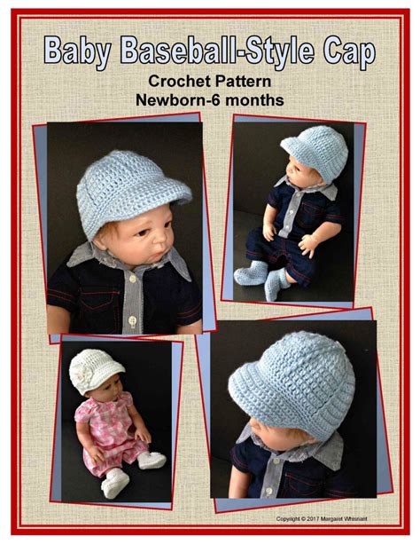 Baseball Cap Crochet Pattern for Baby Boy or Girl Newborn-6 | Etsy